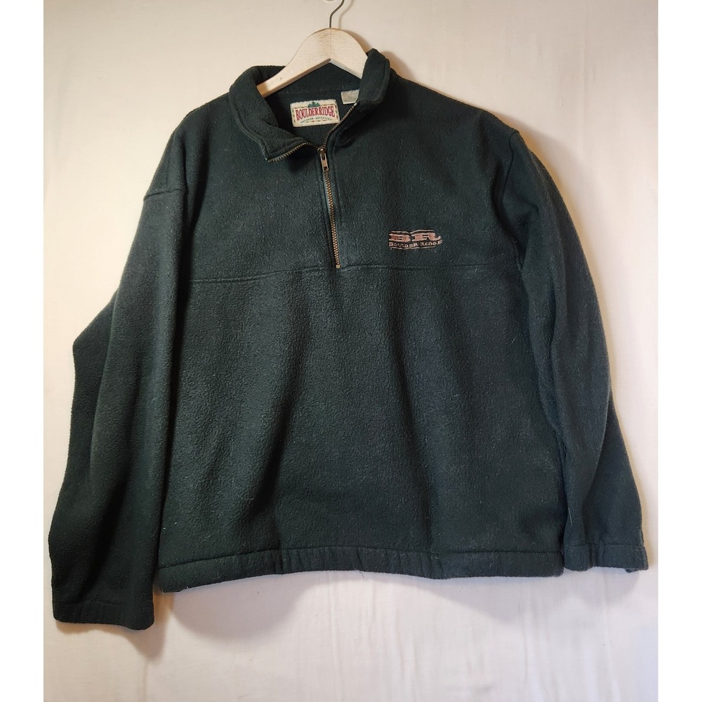 Boulder Ridge Mens Forest Green Quarter Zip Fleece Pullover Jacket L flaws